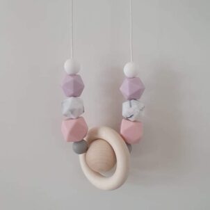 Amningshalsband - rosa / marmor