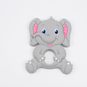 Bitring - grå/rosa elefant